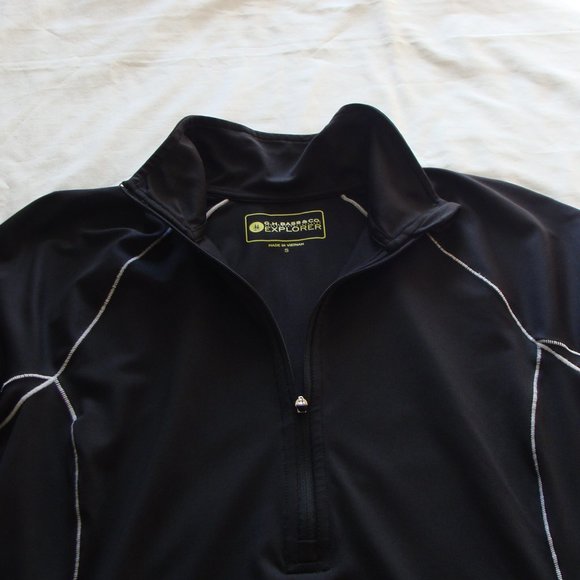 GH BASS Black Long Sleeve 1/2 Zip "EXPLORER" Athletic Workout Top Sz SMALL - Picture 4 of 8